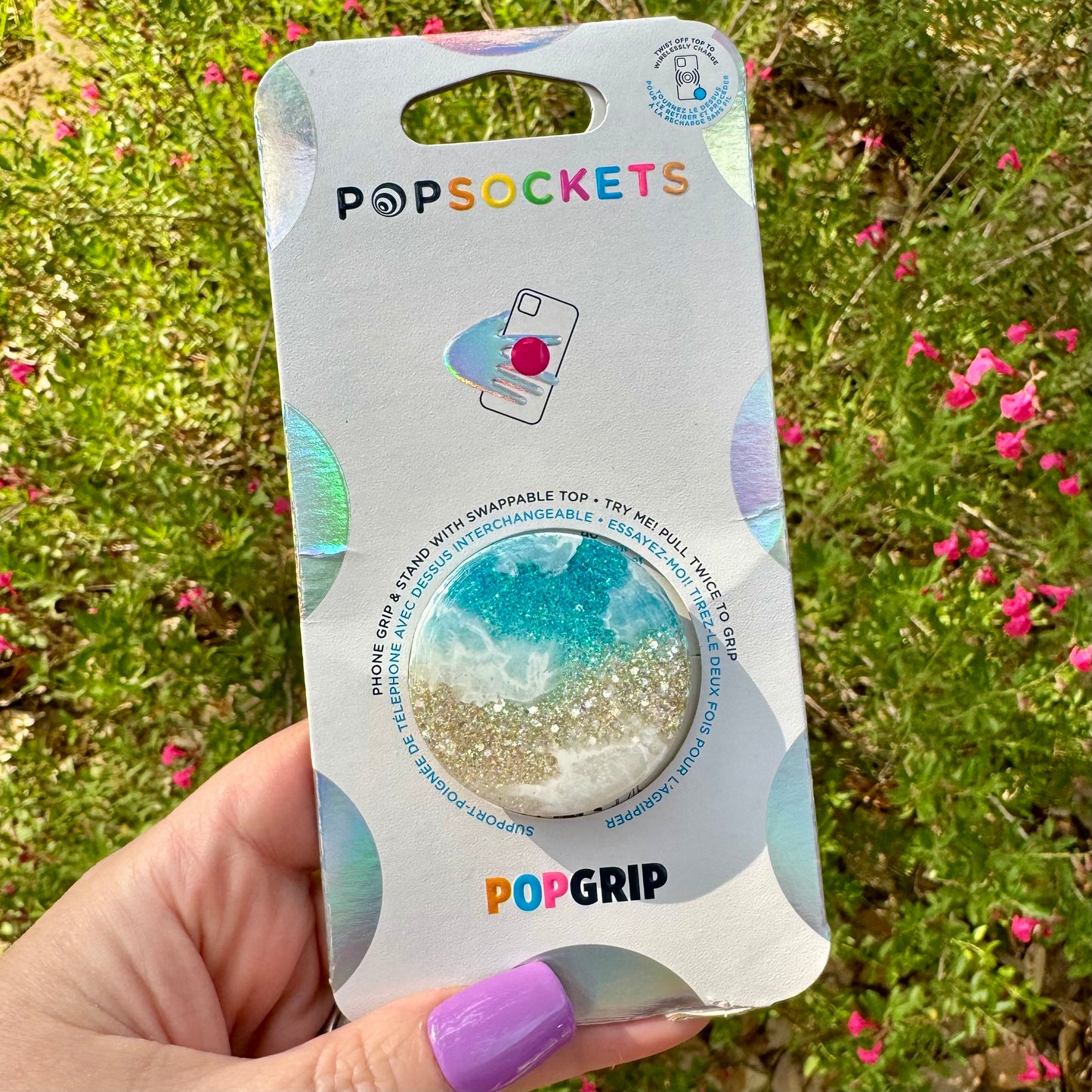 Beach Glitter Phone Grip