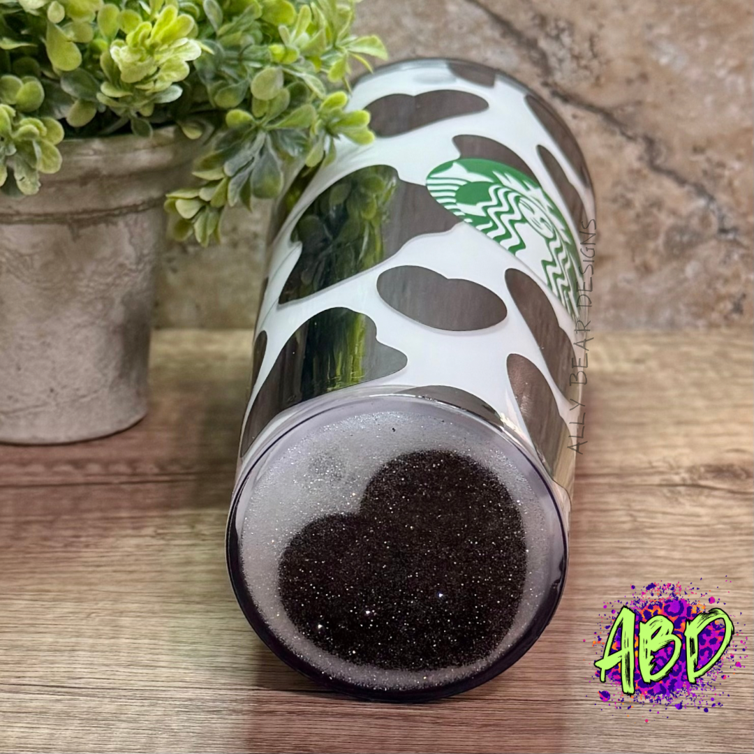 24oz Acrylic Glow in the Dark Cow Milk Snowglobe