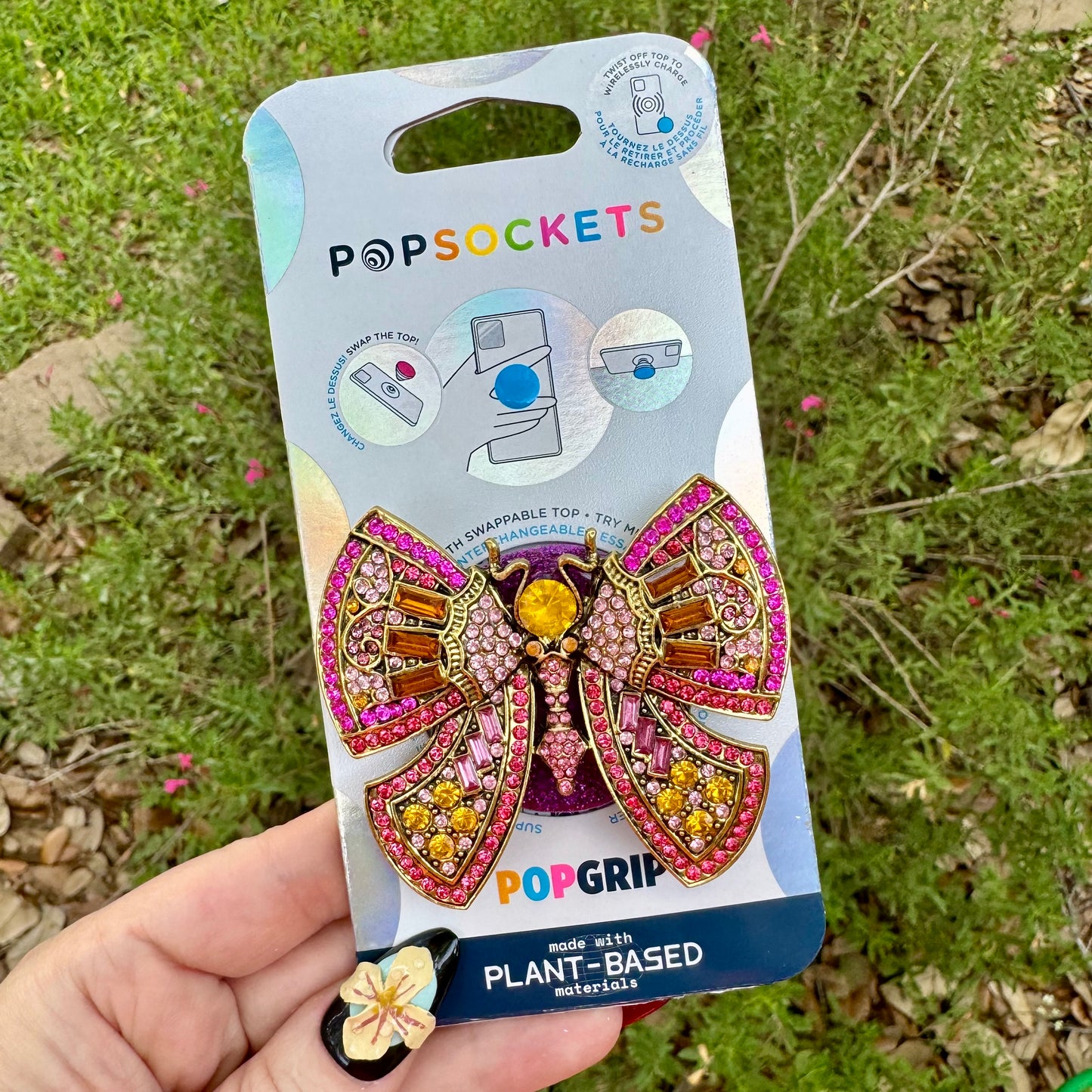 Rhinestone Butterfly Phone Grip