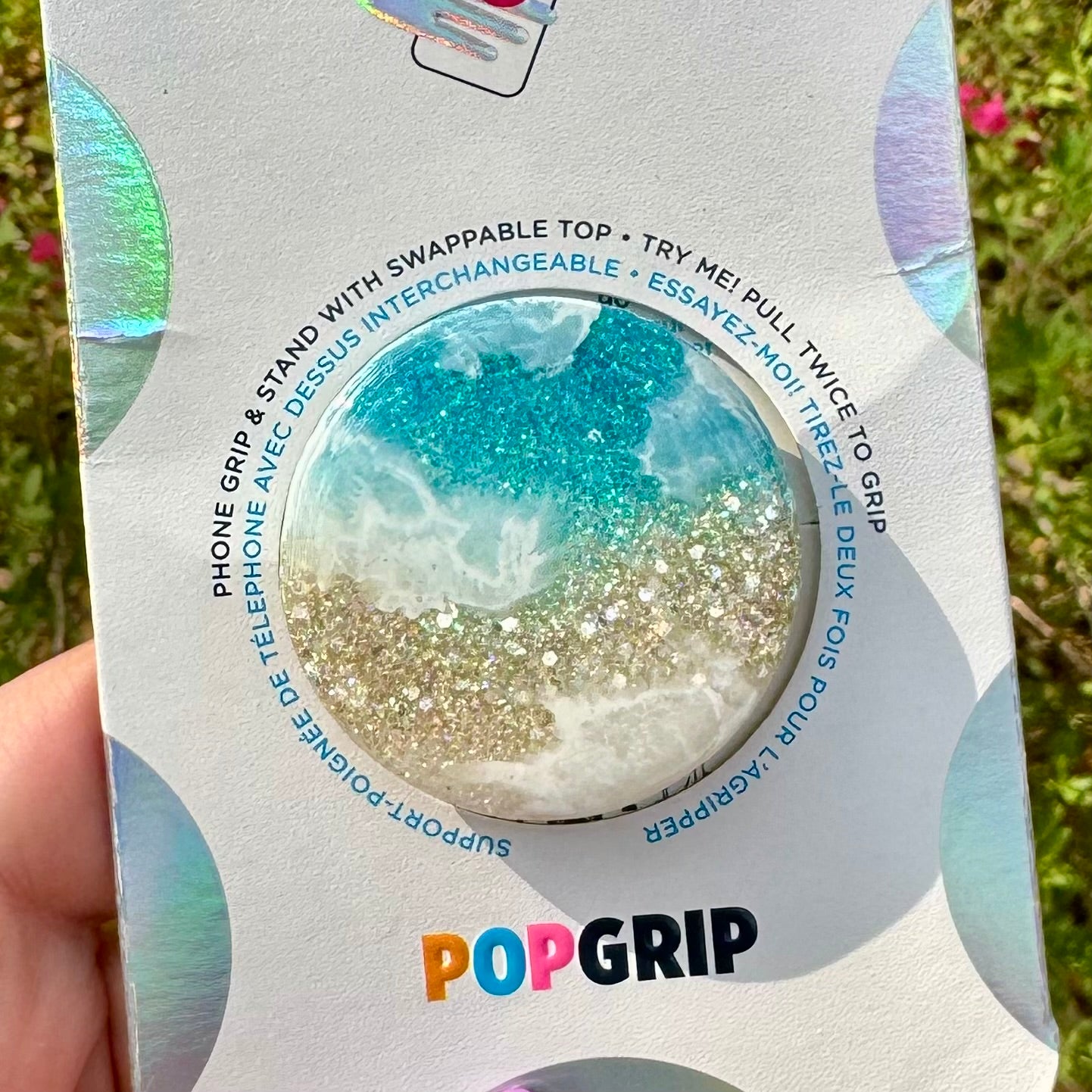 Beach Glitter Phone Grip