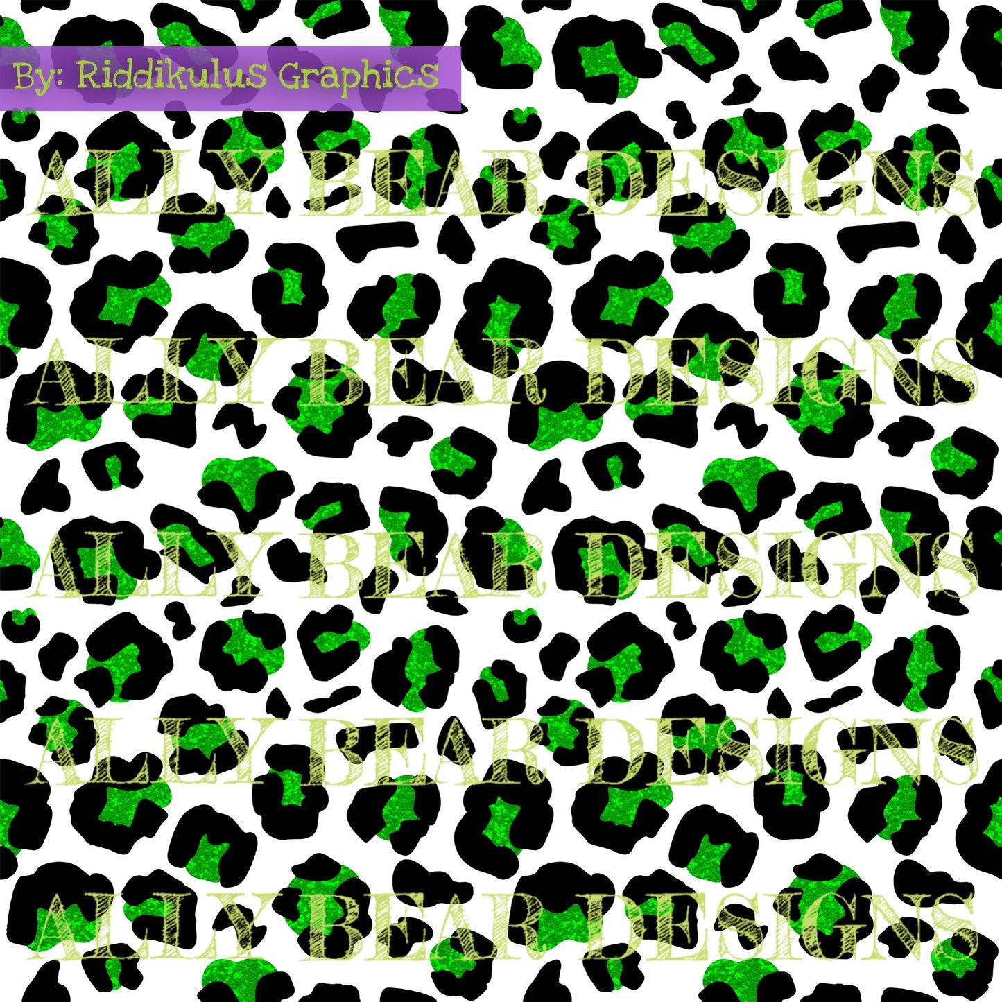 Green Glitter Cheetah
