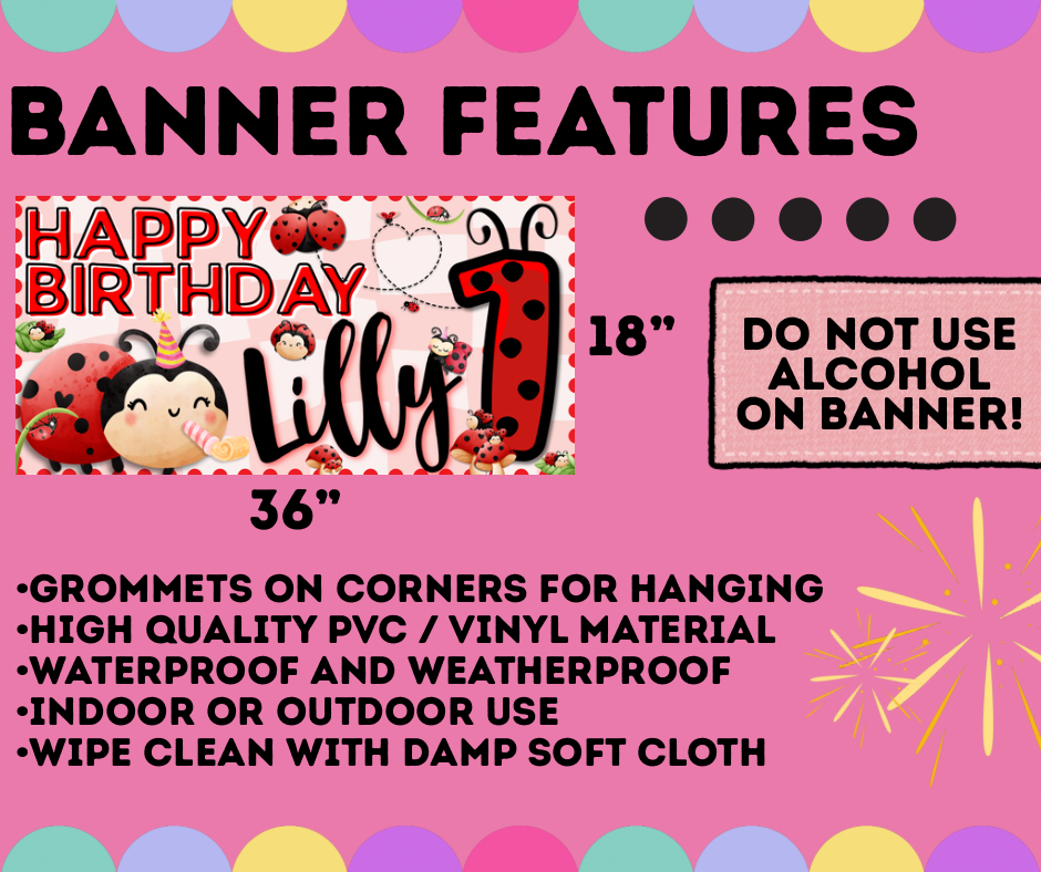 Ladybug Birthday Banner