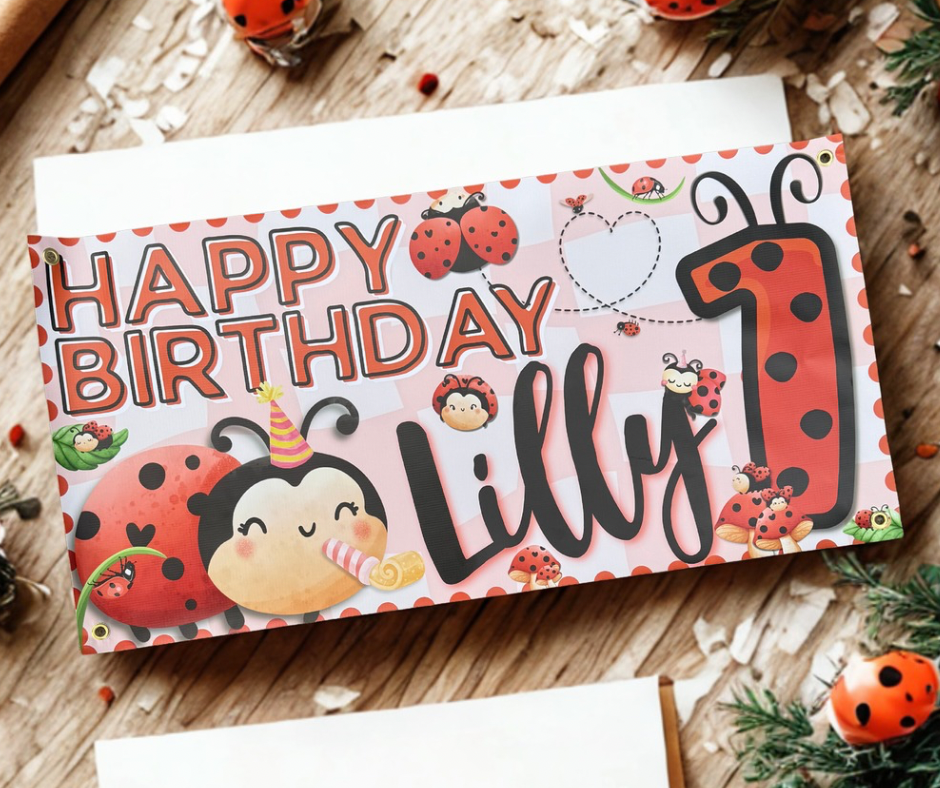 Ladybug Birthday Banner