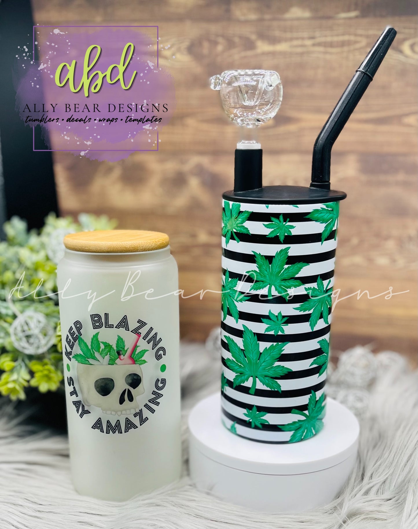 15oz “Keep Blazing” Hookah and 20oz Storage Jar Set