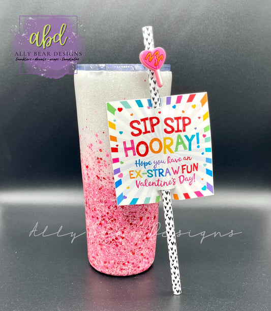 Straw and Topper Valentine (SET OF 6)