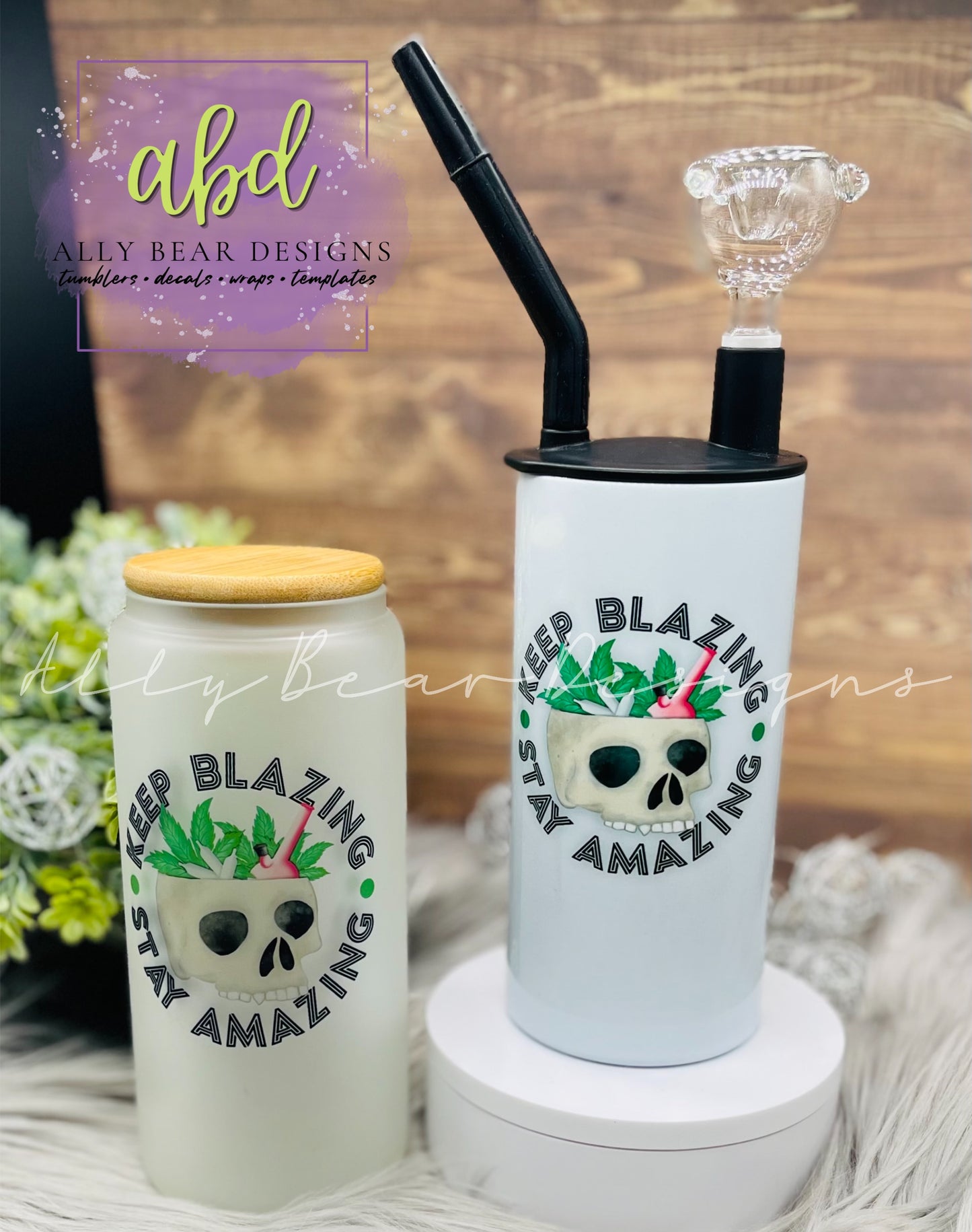 15oz “Keep Blazing” Hookah and 20oz Storage Jar Set